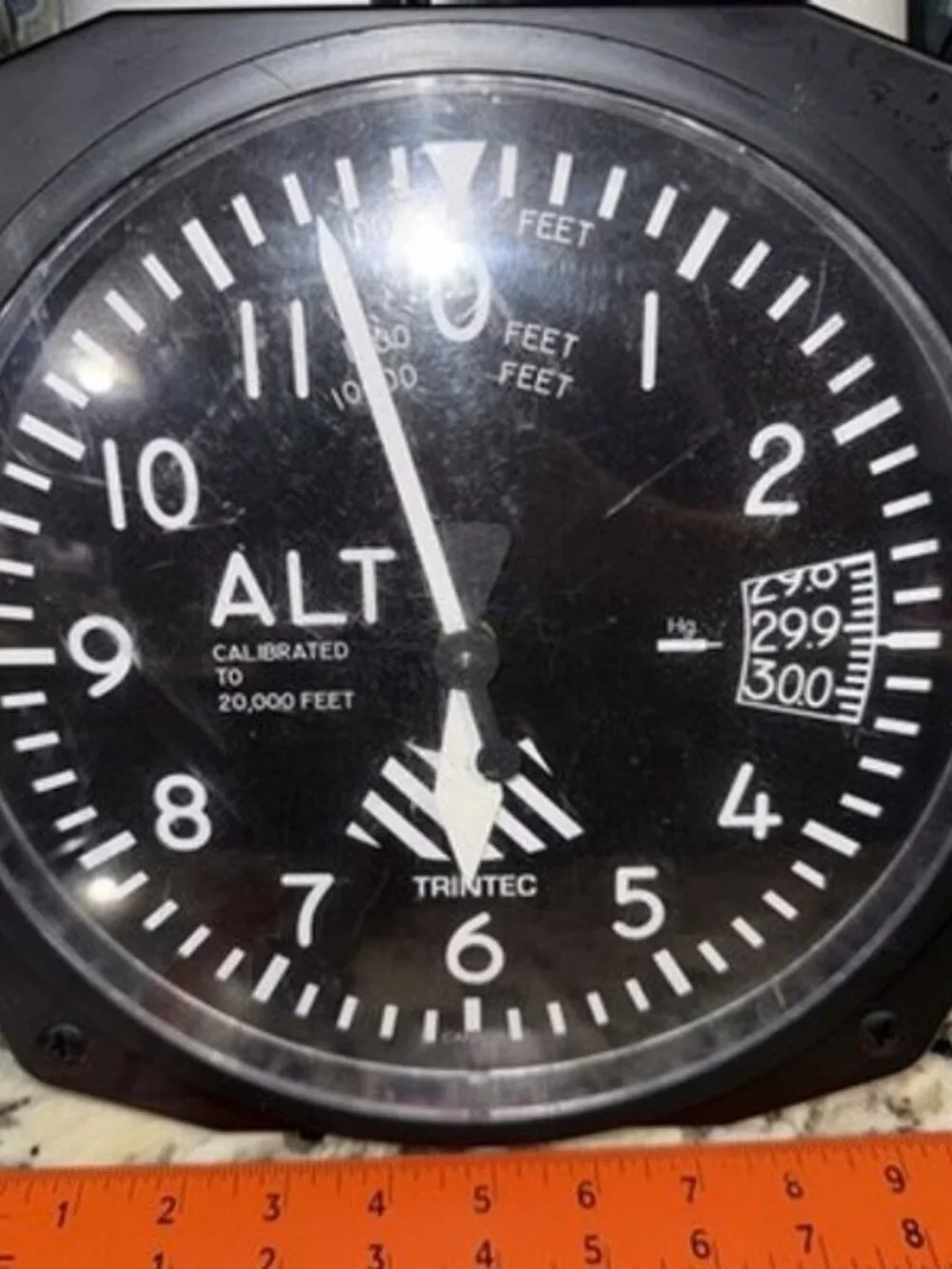 Trintec Black Aviation Airplane Gauge Altitude Altimeter Analog Wall Clock 10”